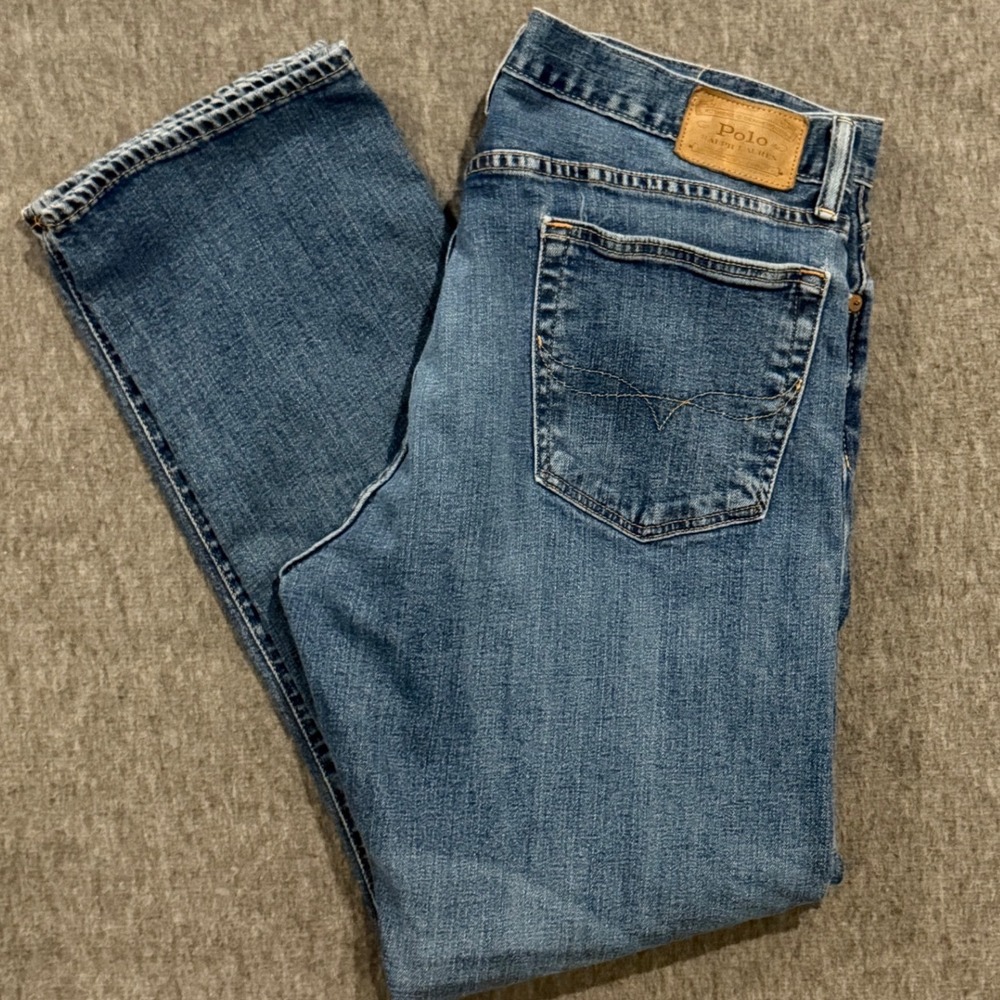 Polo Ralph Lauren Mens Blue Medium Wash Slim Tapered Jeans 36x29